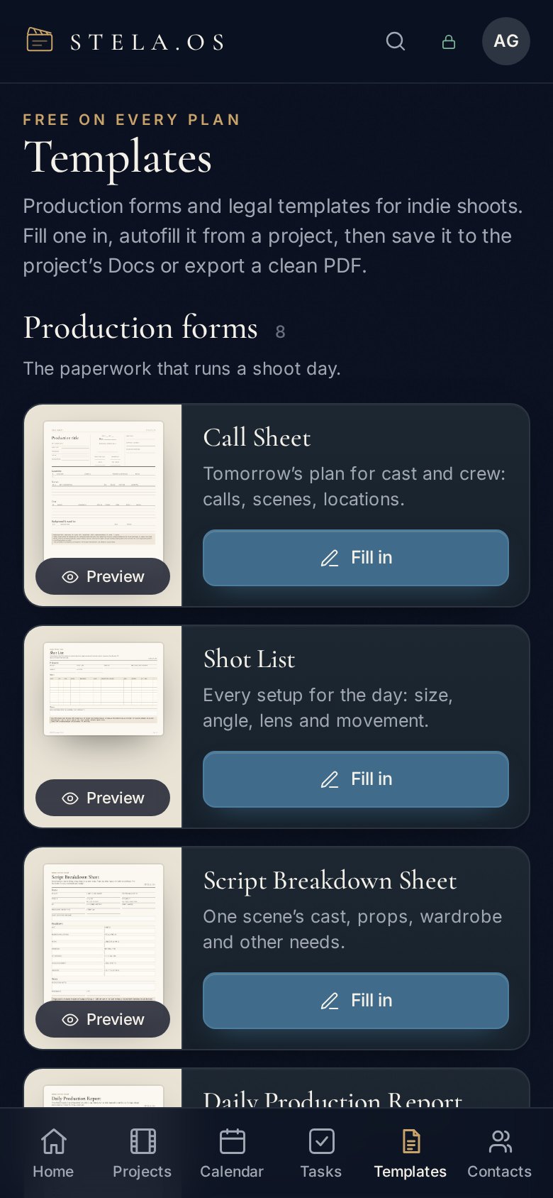 The Templates library in Stela